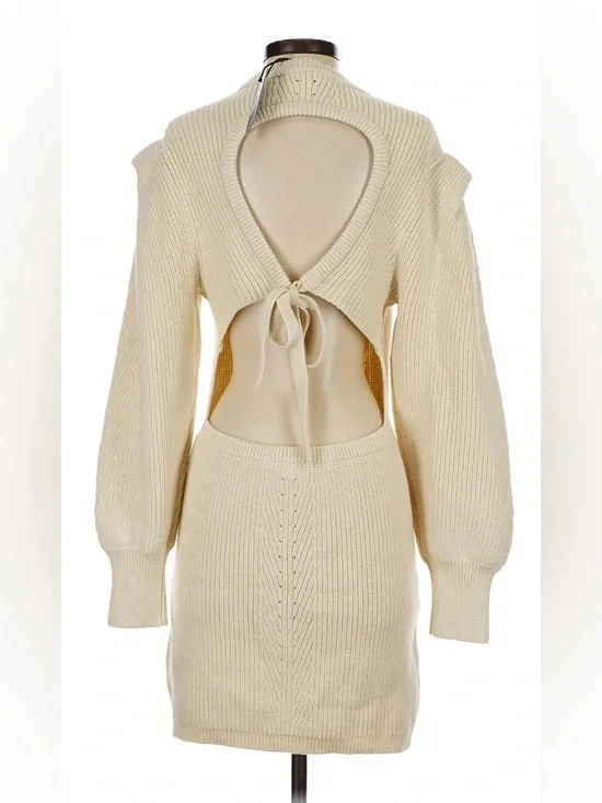 Rebecca Minkoff Daisy Cream Open Back Sweater Dress Size Medium New - Picture 3 of 3